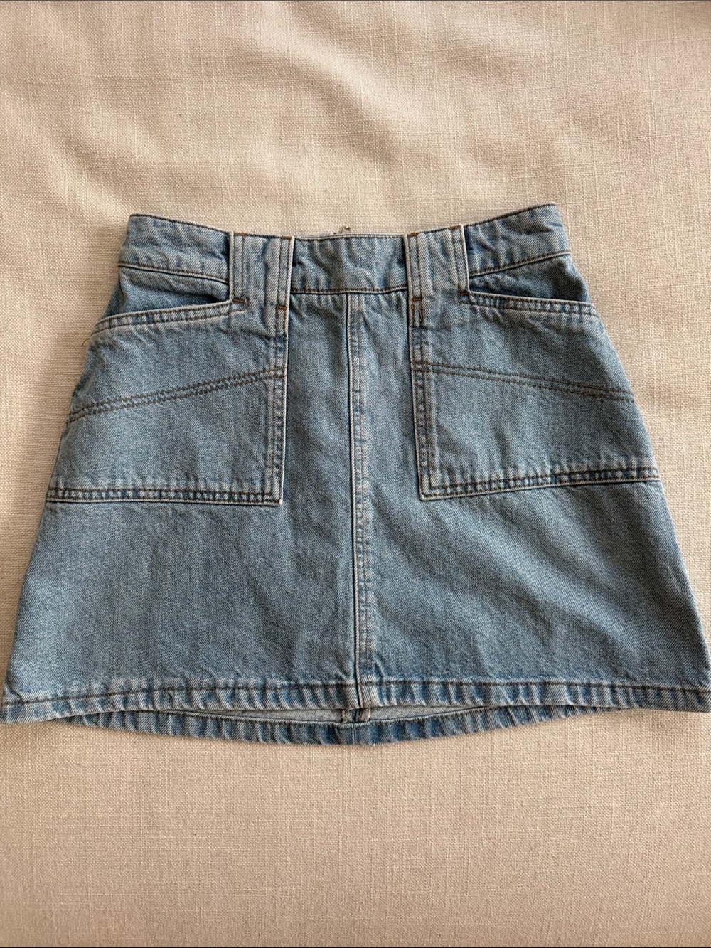 BDG Light Blue Denim Patch-Pocket Mini Skirt